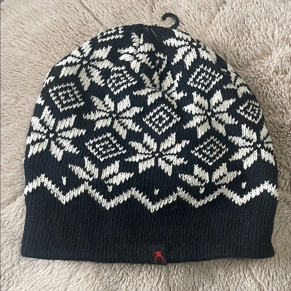 Black and White Snowflake Knit Beanie